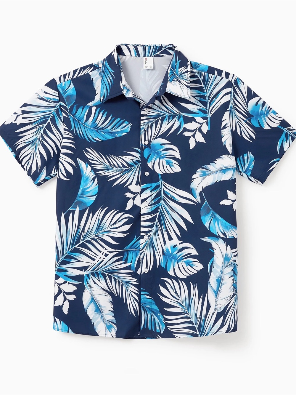 PatPat Navy and White Tropical Leaf Shirt
